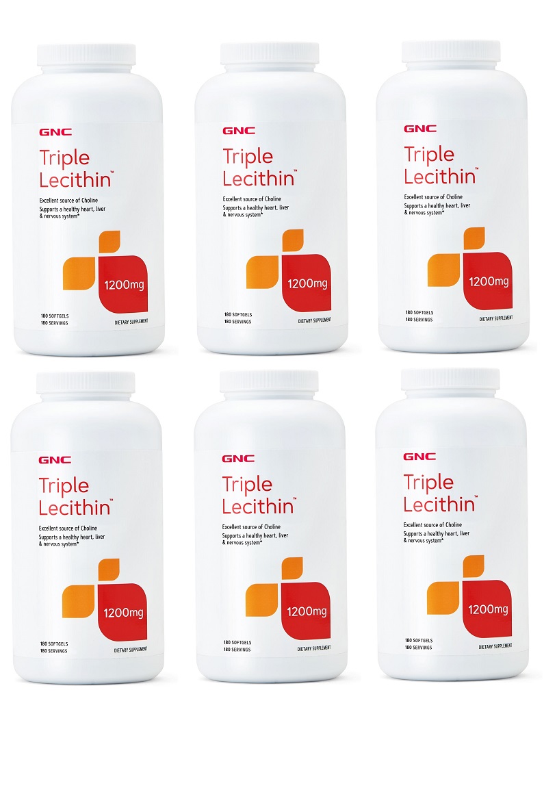 GNC Triple Lecithin 1200 mg 三效大豆卵磷脂軟膠囊180顆(一組6瓶)